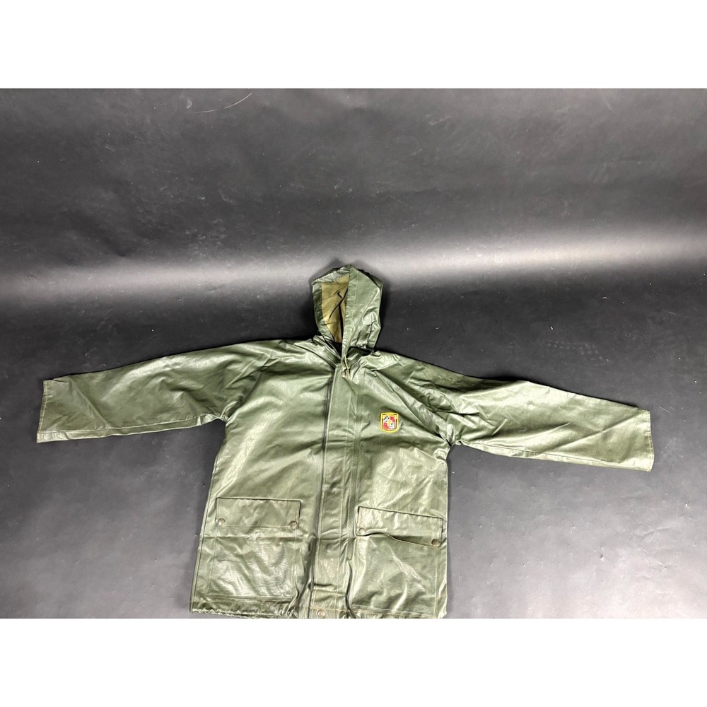 Stearns EVC Rain Coat  Mens‎ Medium Green Hooded Waterproof Pockets